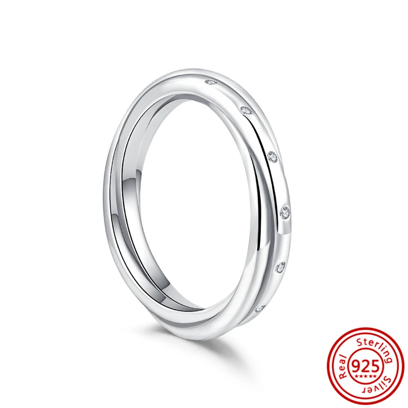 Women's 925 Silver Sparkling Zircon Stackable Ring